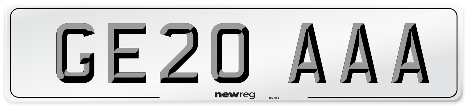 GE20 AAA Number Plate from New Reg